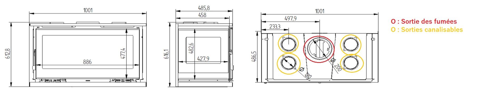 Inserto à bois 3 vitres ventilé - FIREMATIC Olly 13.3 kW