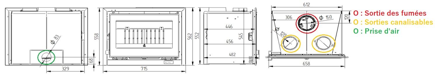 Inserto à bois ventilé - FIREMATIC Waco fonte sérigraphié 12.6 kW