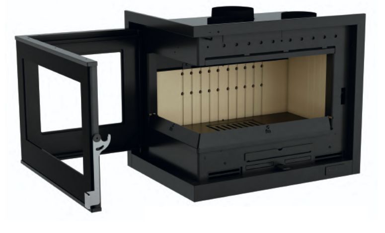 Inserto à bois d'angle ventilé - FIREMATIC Lora-I 12.6 kW