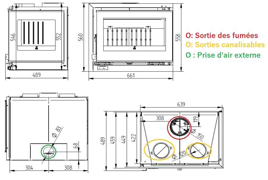 Inserto à bois d'angle ventilé - FIREMATIC Lora-I 12.6 kW