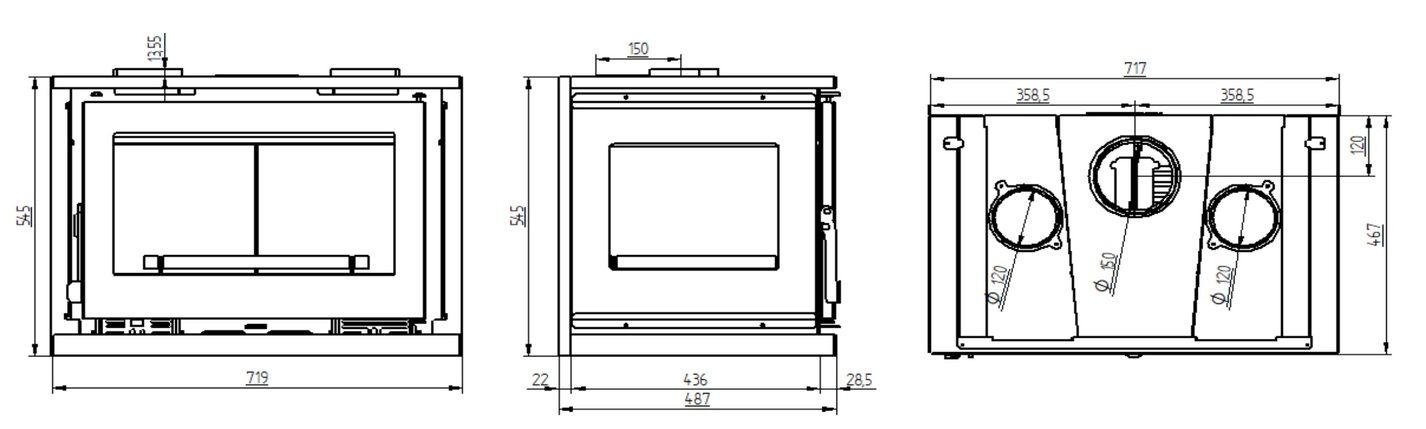 Inserto à bois 3 vitres ventilé - FIREMATIC Dali 12.6 kW