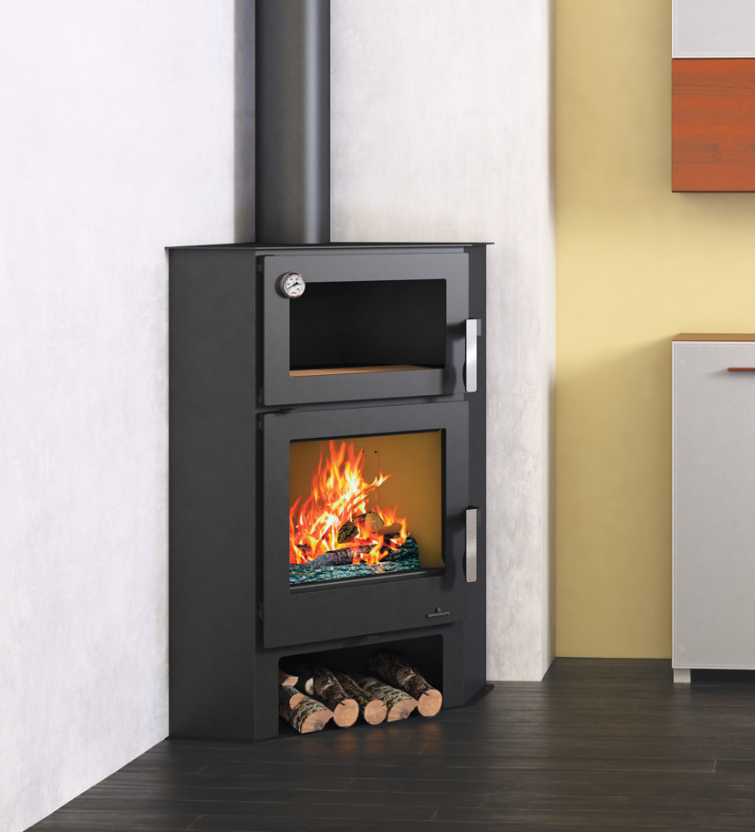 Stufa a legna d'angle avec four - BRONPI Lerma - H 9 kW