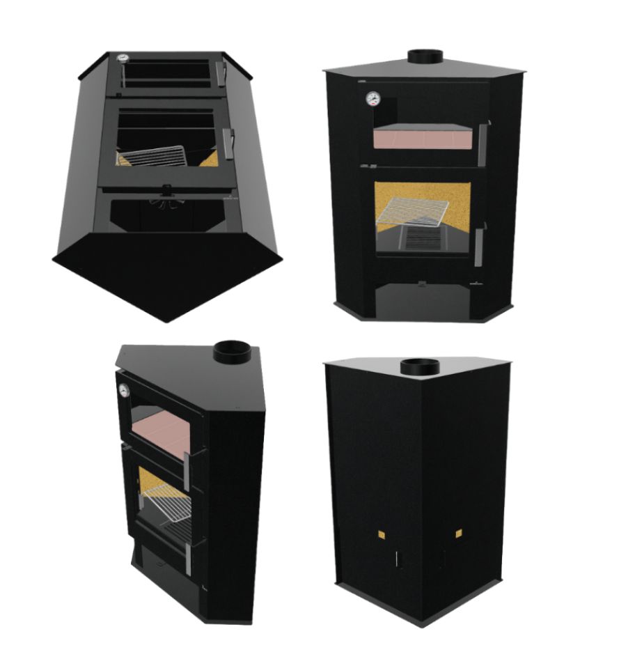 Stufa a legna d'angle avec four - BRONPI Lerma - H 9 kW