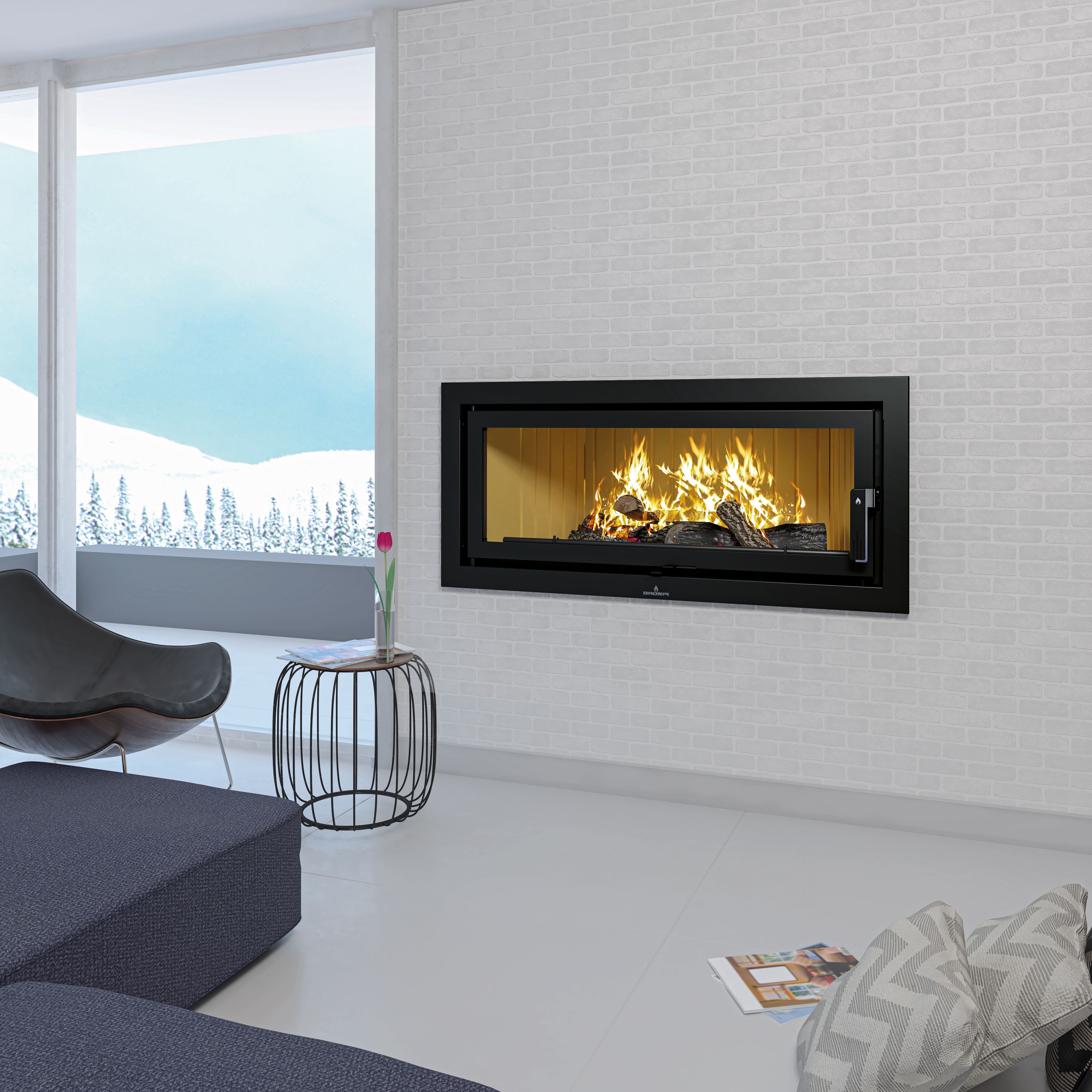 Inserto à bois ventilé canalisable - BRONPI Londres - T 16 kW
