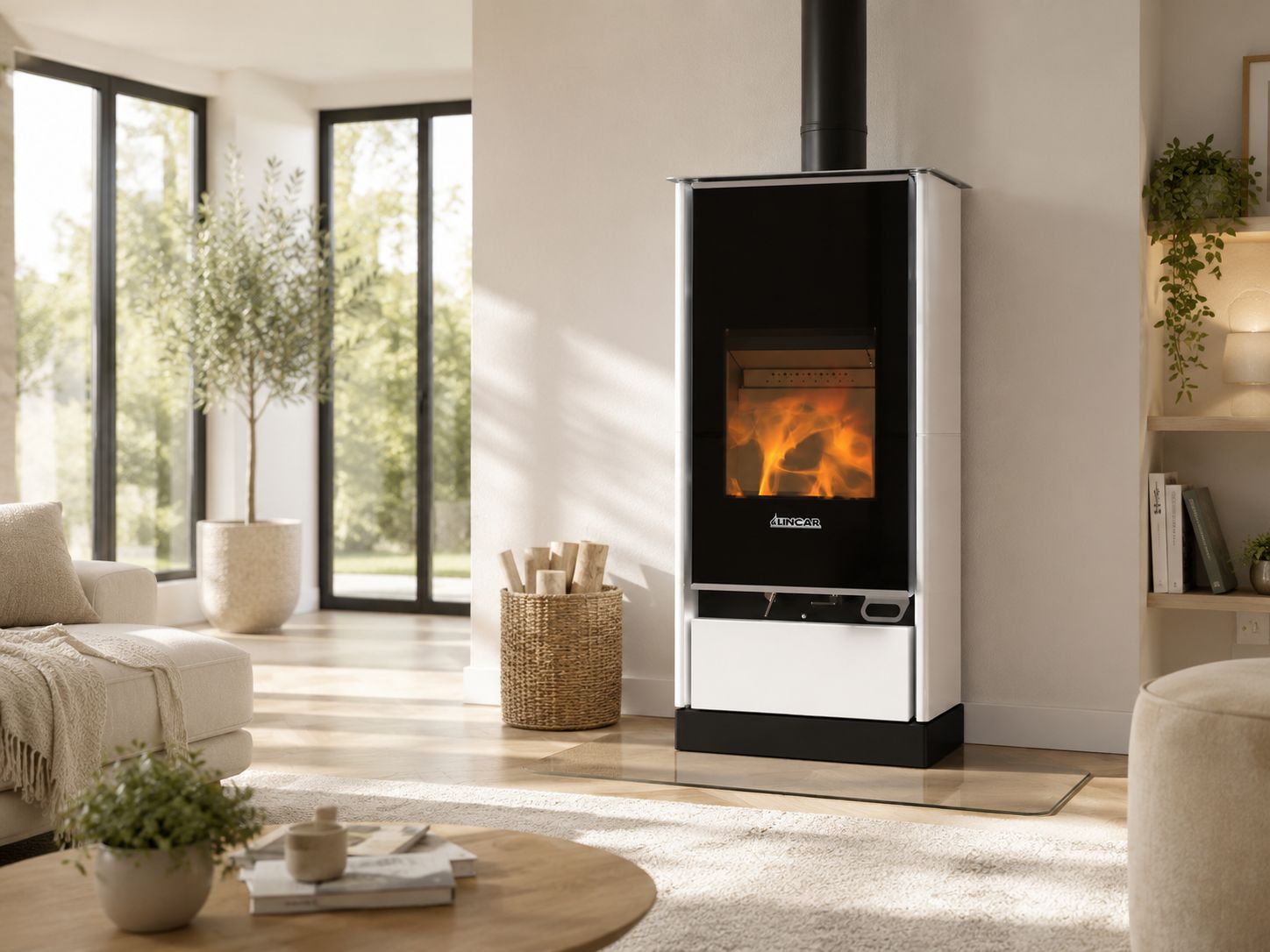 Stufa a legna ventilé raccordable - LINCAR Elodie Ceramic 9.6 kW