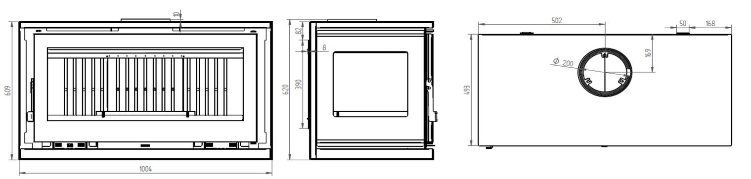 Stufa a legna ventilé raccordable 3 vitres suspendu - FIREMATIC Calgary - L 13.3 kW