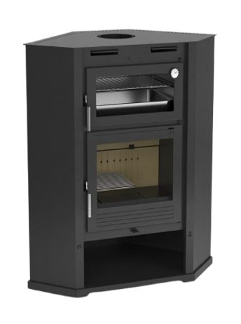 Stufa a legna d'angle ventilé avec four - FIREMATIC Flint 9.5 kW