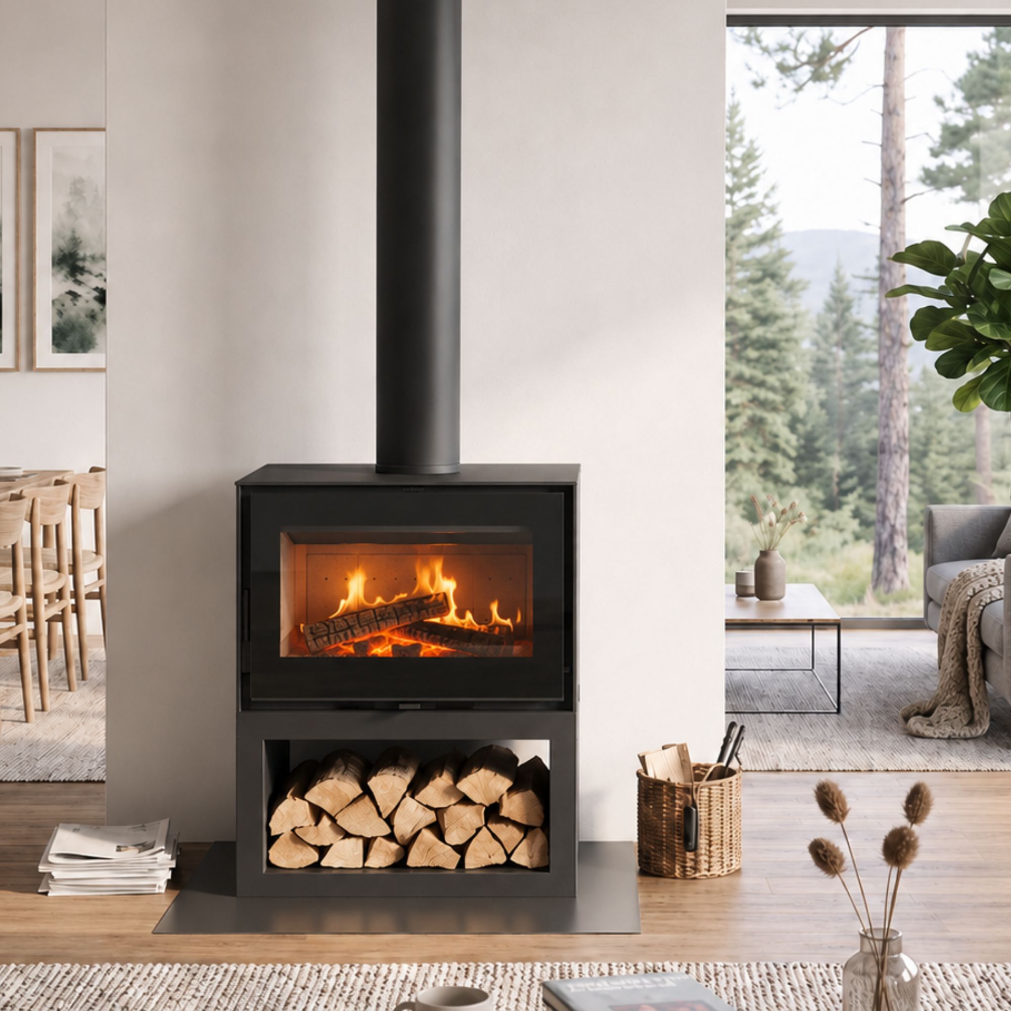 Stufa a legna raccordable avec bûcher - FIREMATIC Toronto - S 65 12.6 kW