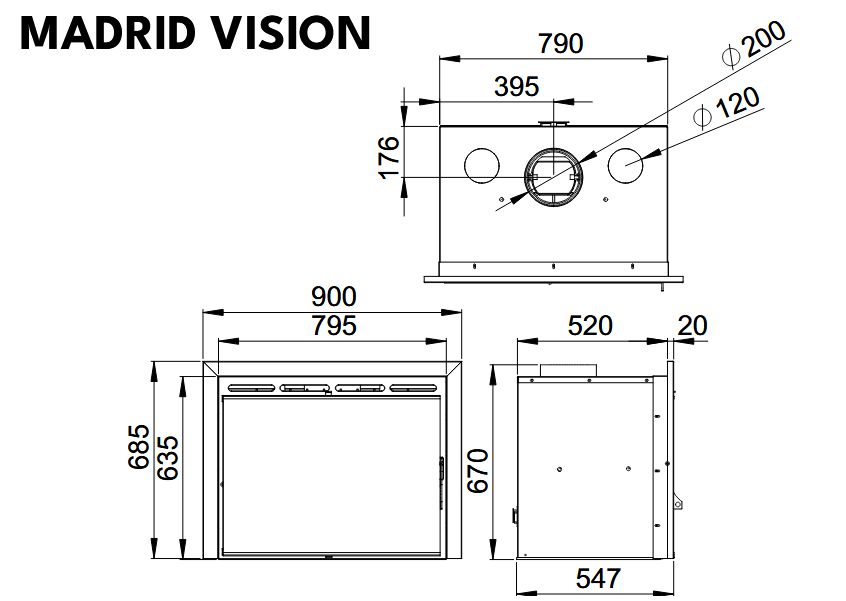 Inserto à bois ventilé canalisable - BRONPI Madrid Vision 16.5 kW