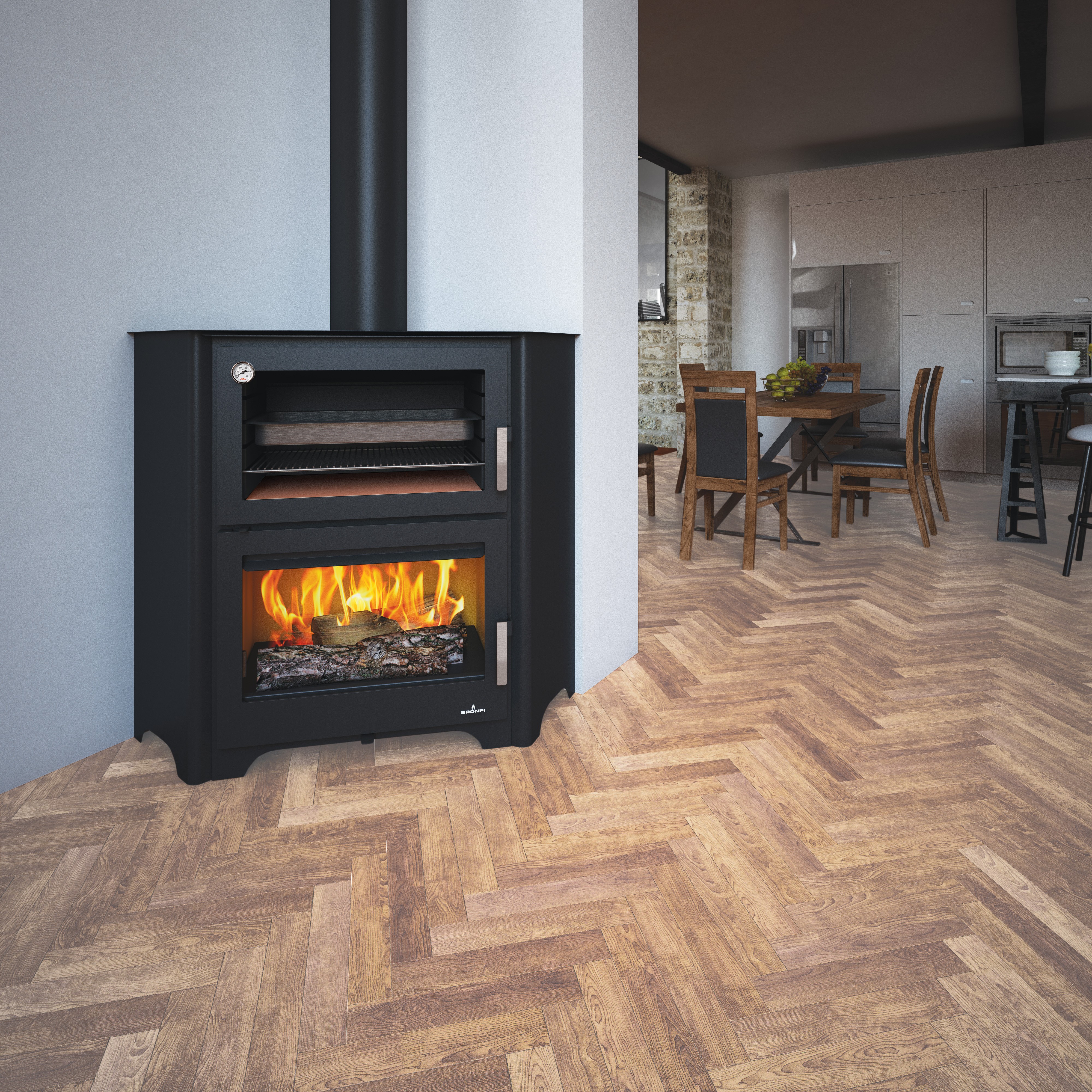 Stufa a legna raccordable avec four - BRONPI Murano - R 14 kW