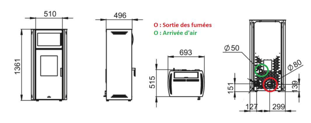 Stufa a pellet silencieux avec four - BRONPI Noa Horno 11 kW