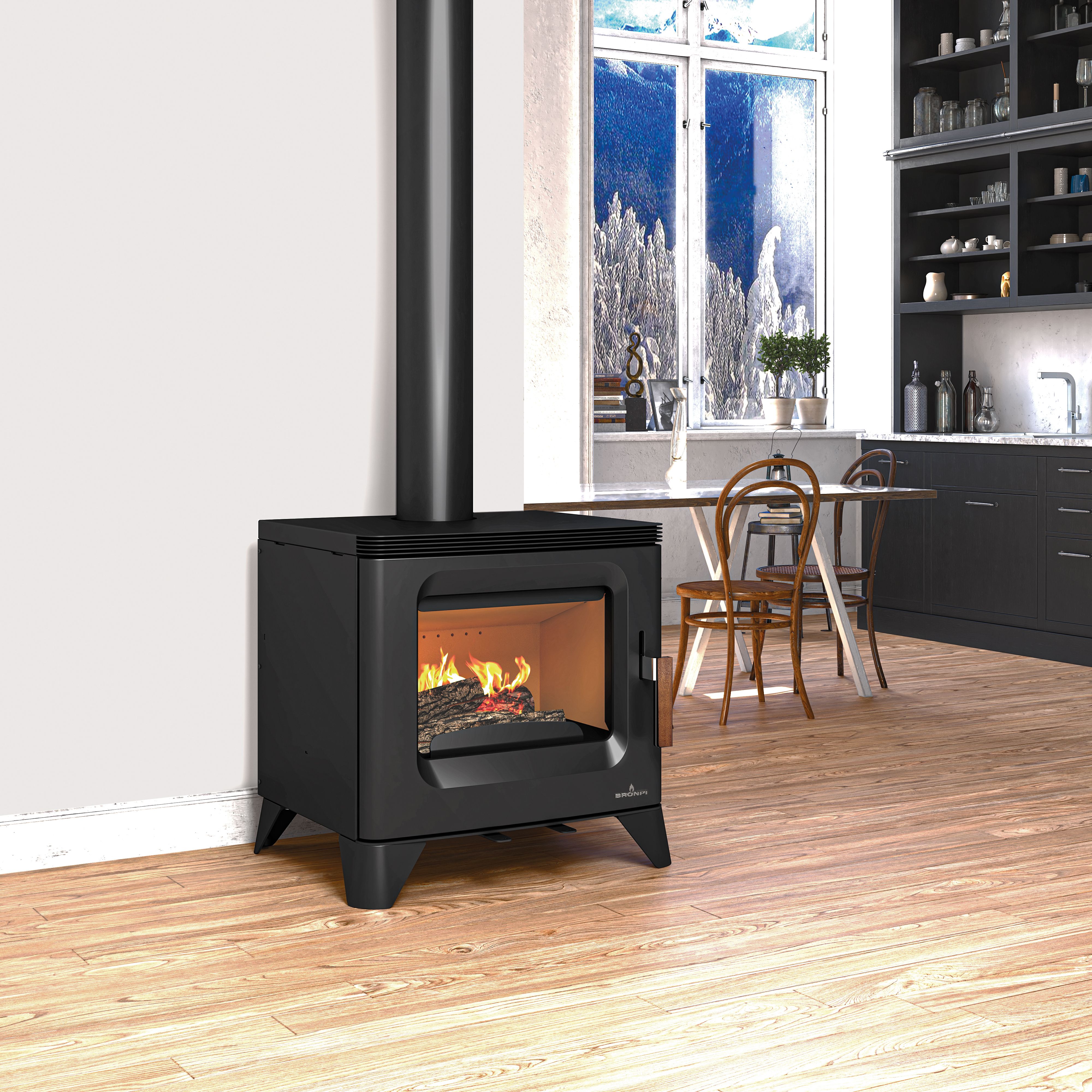 Stufa a legna raccordable - BRONPI Orly 6 kW