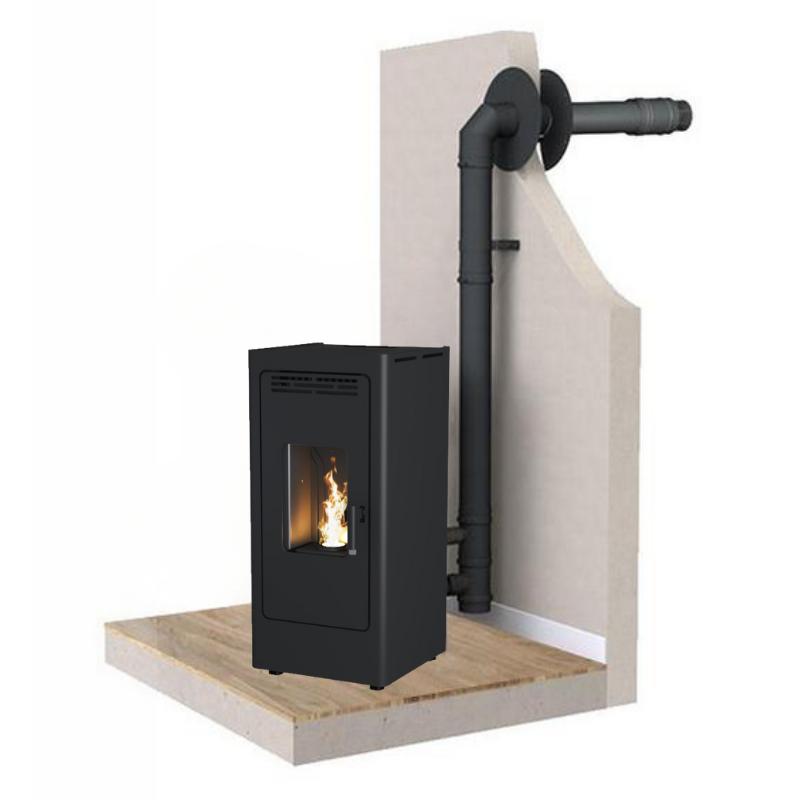 PACK Stufa a pellet étanche fonte BR12 + Kit ventosa Dinak