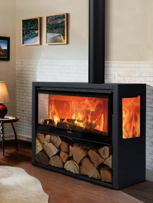 Stufa a legna raccordable 3 vitres - PANADERO Chopin 3V 8.2 kW
