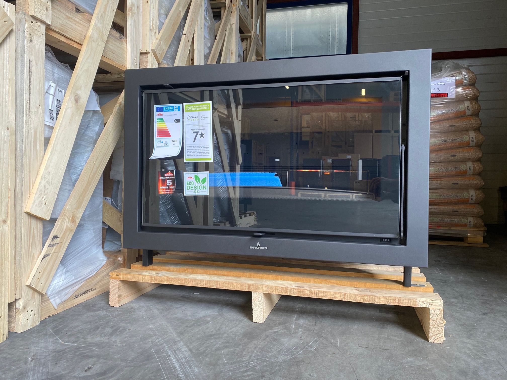 Inserto à bois ventilé canalisable - BRONPI Paris 90 Vision 14 kW