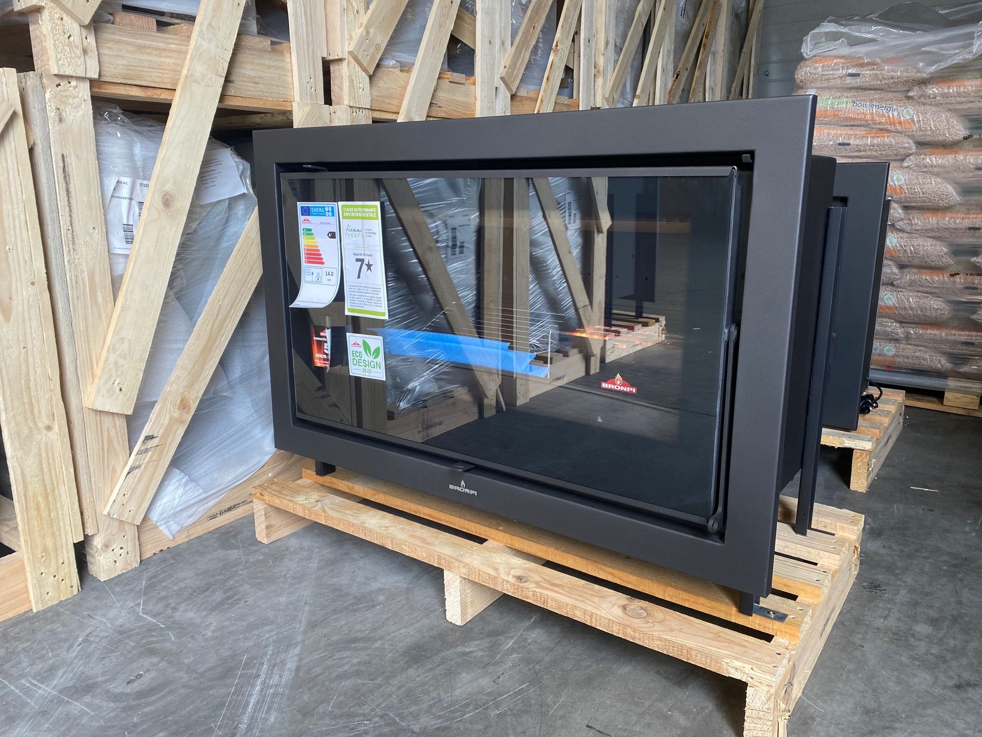 Inserto à bois ventilé canalisable - BRONPI Paris 90 Vision 14 kW