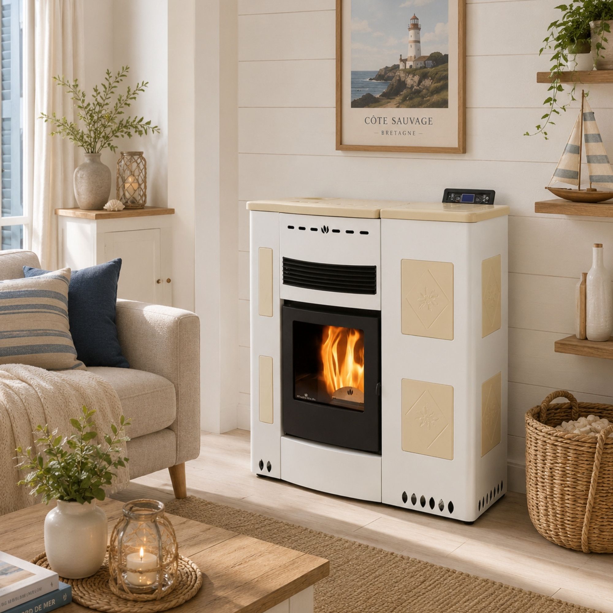 Stufa à granules extra-plat céramique - ORIGINE PHEBO Iris Maxi 11.5 kW