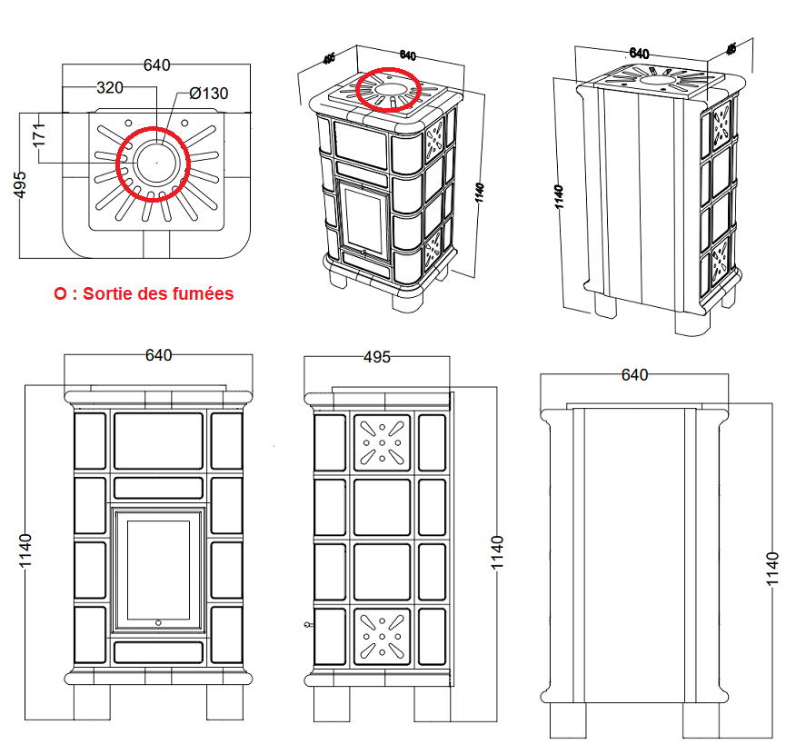 Stufa a legna céramique - ORIGINE PHEBO Vesta Sole 10.7 kW