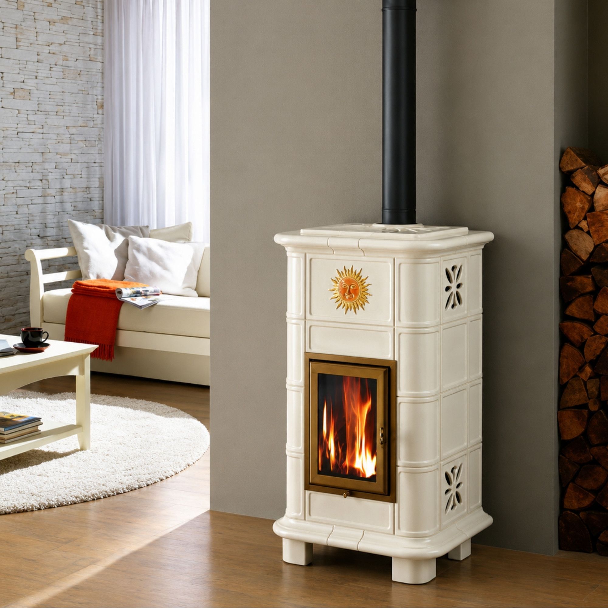 Stufa a legna céramique - ORIGINE PHEBO Vesta Décor 10.7 kW