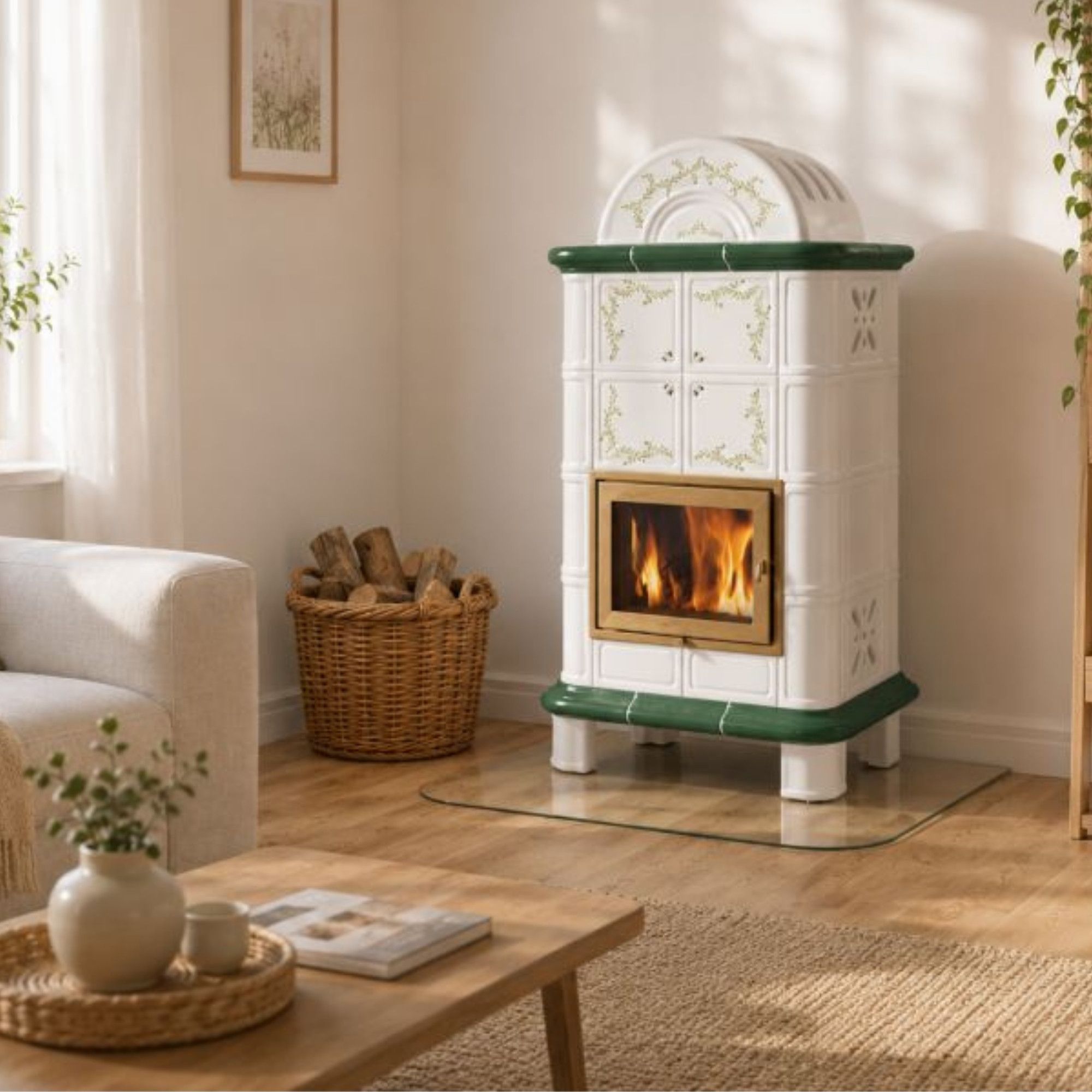 Stufa a legna en céramique - ORIGINE PHEBO Diana-Dôme Décor 11.8 kW