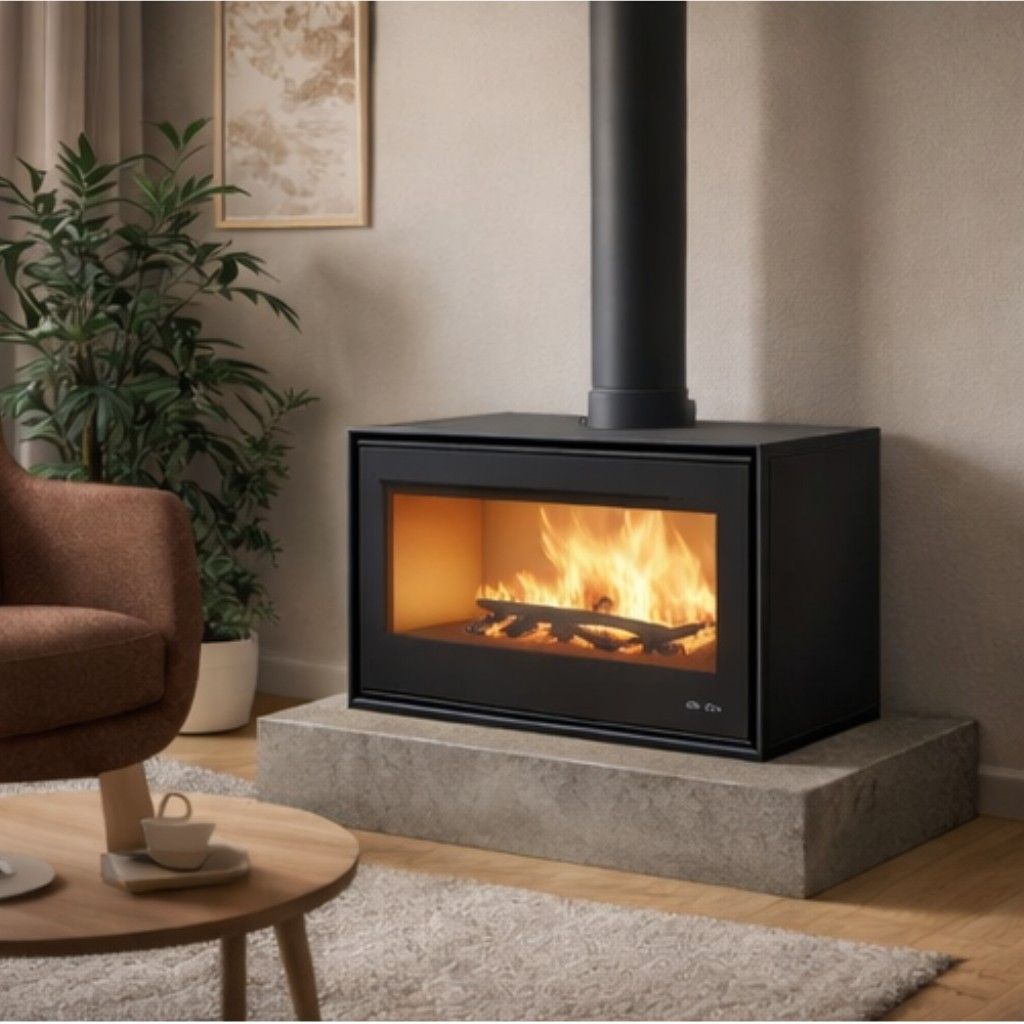 Stufa a legna ventilé avec bûcher - BRONPI Bimba 70 12 kW