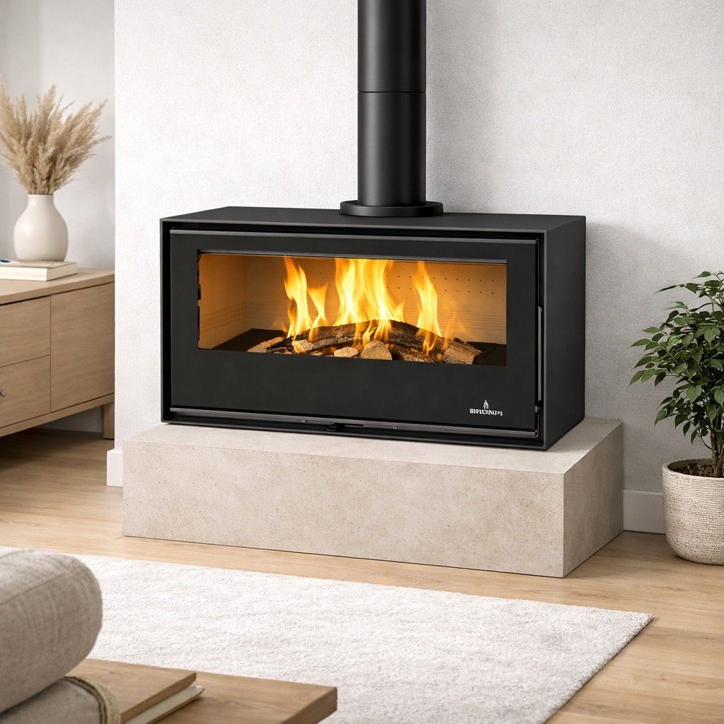 Stufa a legna ventilé avec range-bûches - BRONPI Bimba 90 15 kW