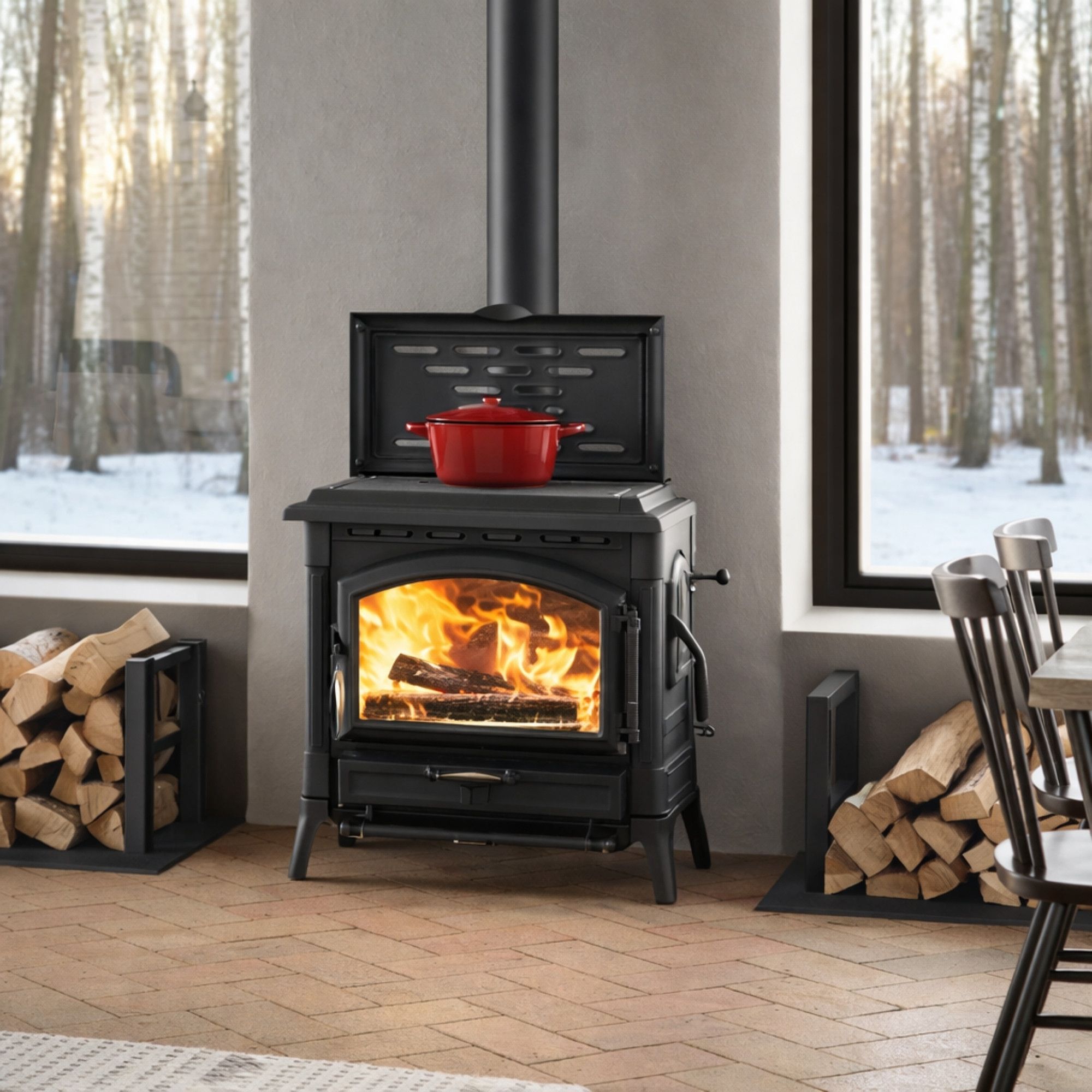 Stufa a legna en fonte - LA NORDICA Isotta con cerchi LEAN 9.3 kW
