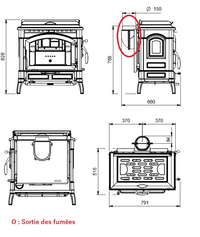 Stufa a legna en fonte - LA NORDICA Isotta con cerchi LEAN 9.3 kW