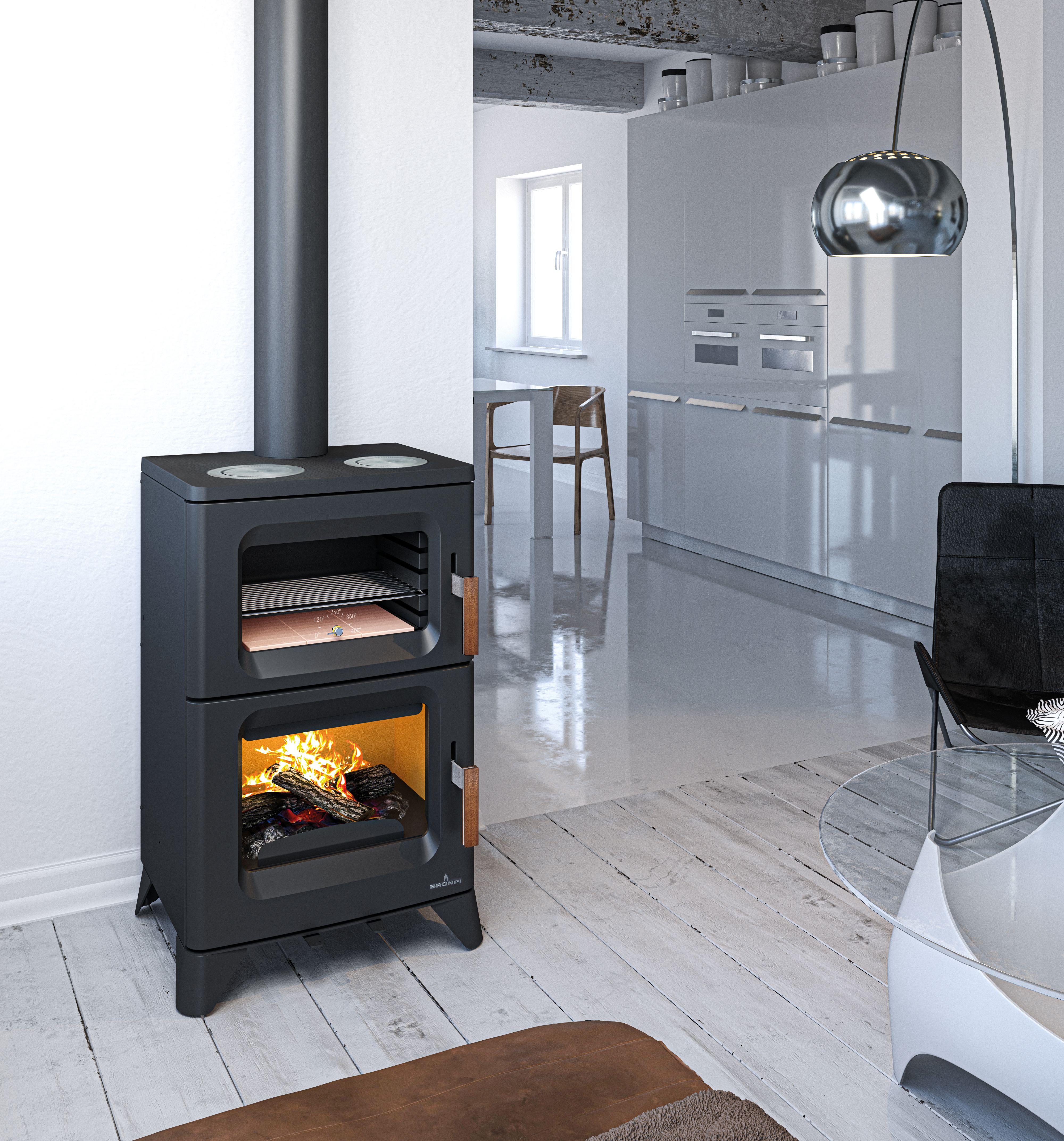 Cuisinière à bois raccordable - BRONPI Hilton-C 14 kW