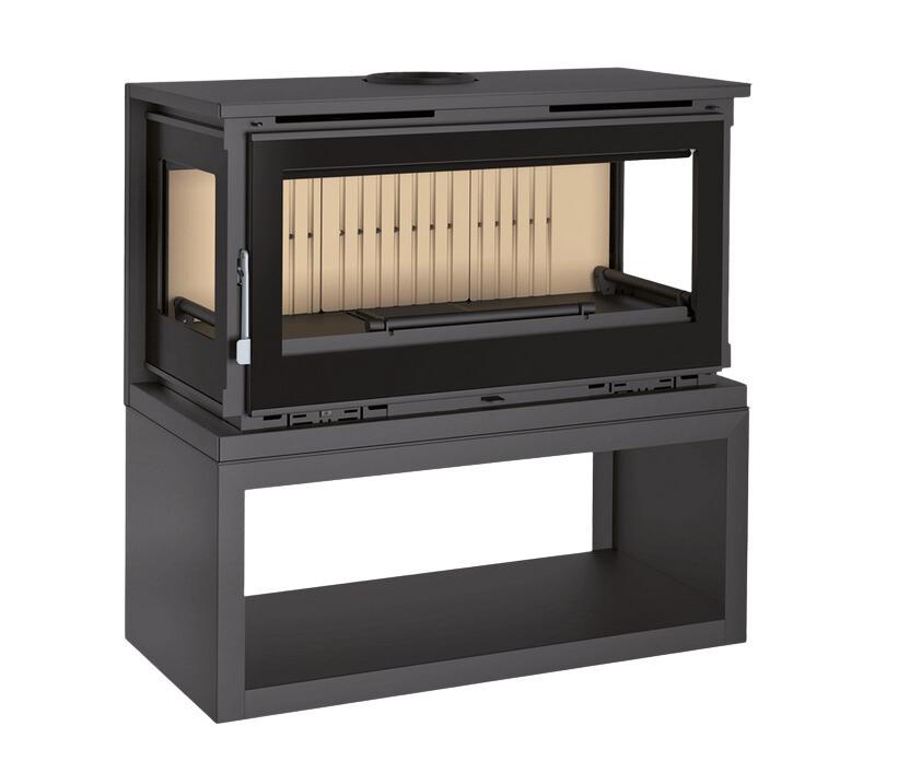 Stufa a legna raccordable 3 vitres avec bûcher - FIREMATIC Calgary - S 12.5 kW