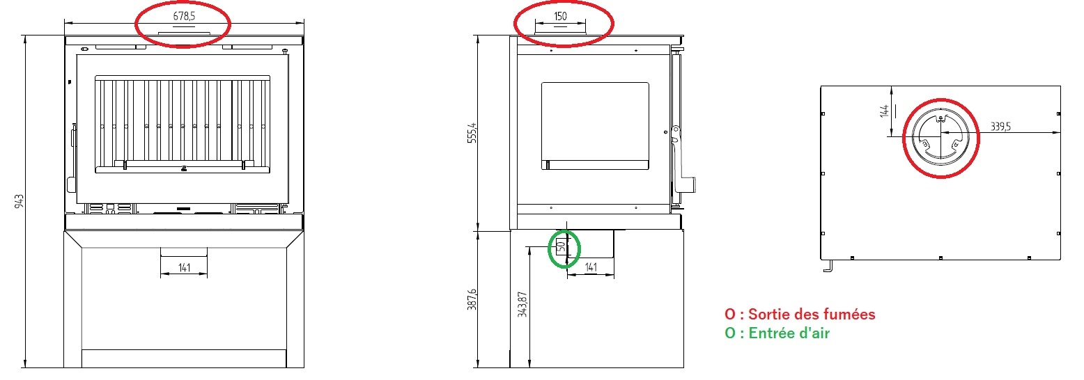 Stufa a legna raccordable 3 vitres avec bûcher - FIREMATIC Calgary - S 12.5 kW
