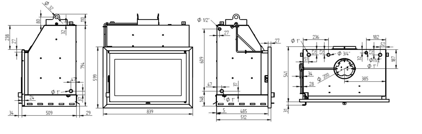 Inserto à bois chauffage central - FIREMATIC HIDRO-80 19 kW