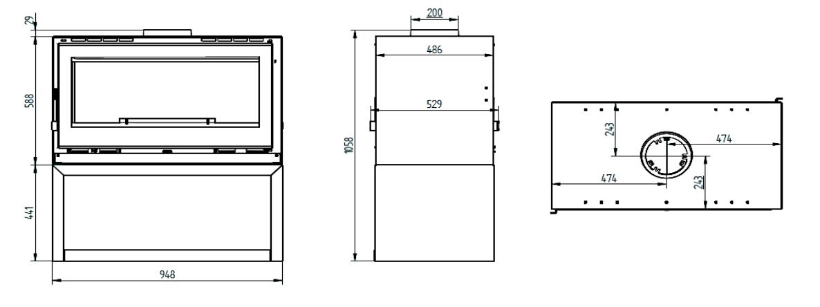 Stufa a legna 2 vitres - FIREMATIC Ottawa - L 13.5 kW