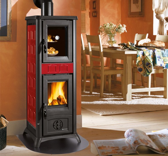 Stufa a legna avec four - LA NORDICA Gemma Forno 5.0 Ceramica Bordeaux 7.3 kW