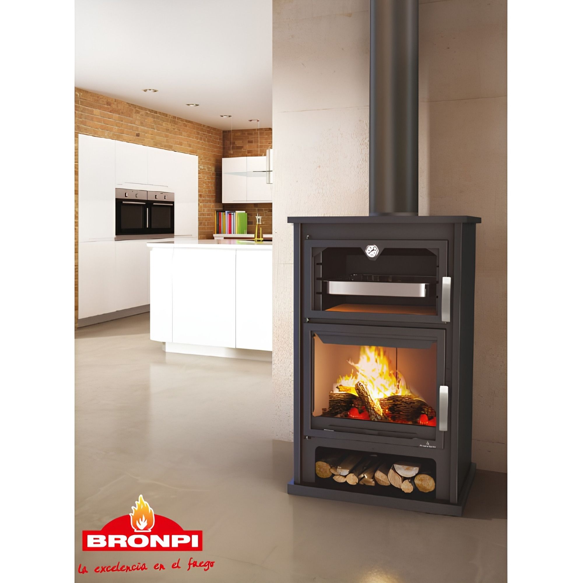 Stufa a legna raccordable avec four - BRONPI Suiza 14 kW