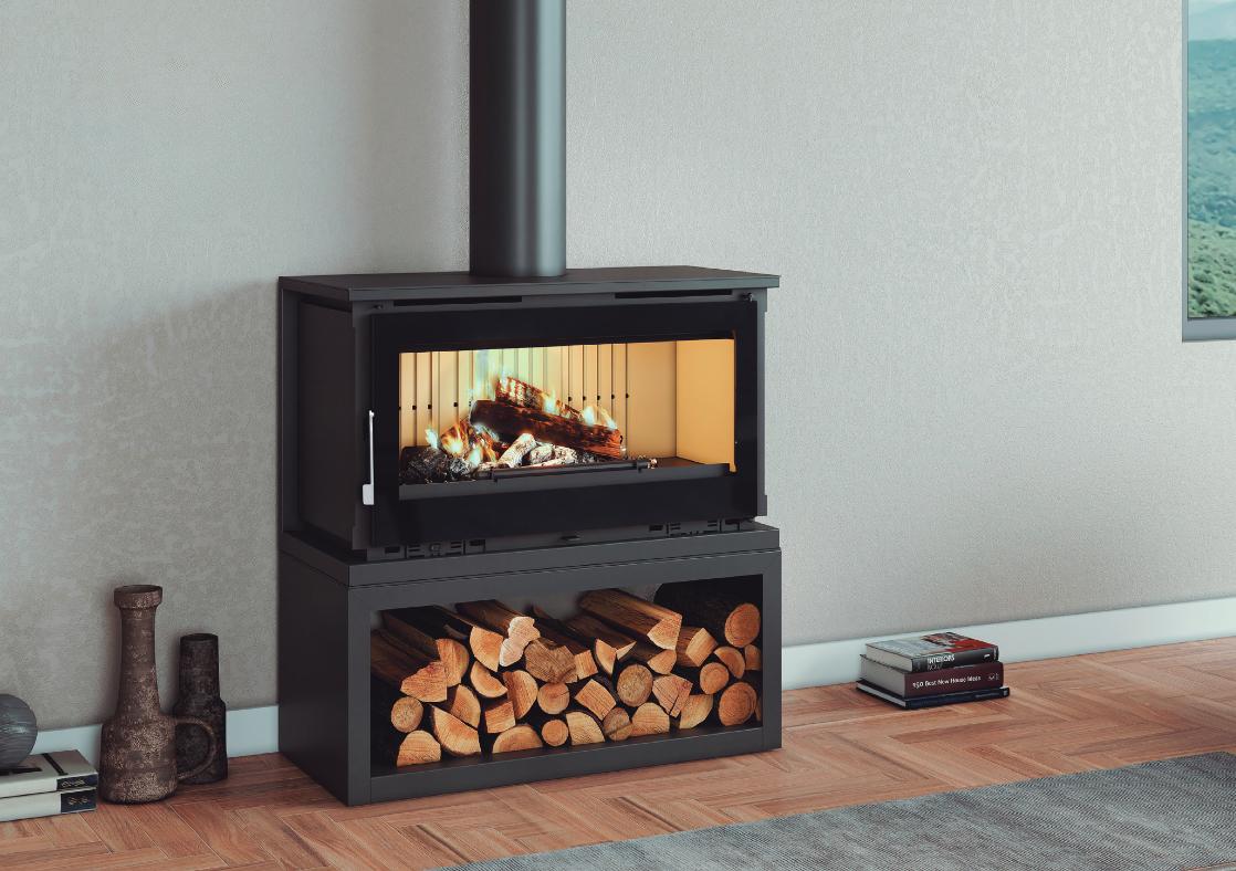 Stufa a legna raccordable avec bûcher - FIREMATIC Toronto - M 12.8 kW