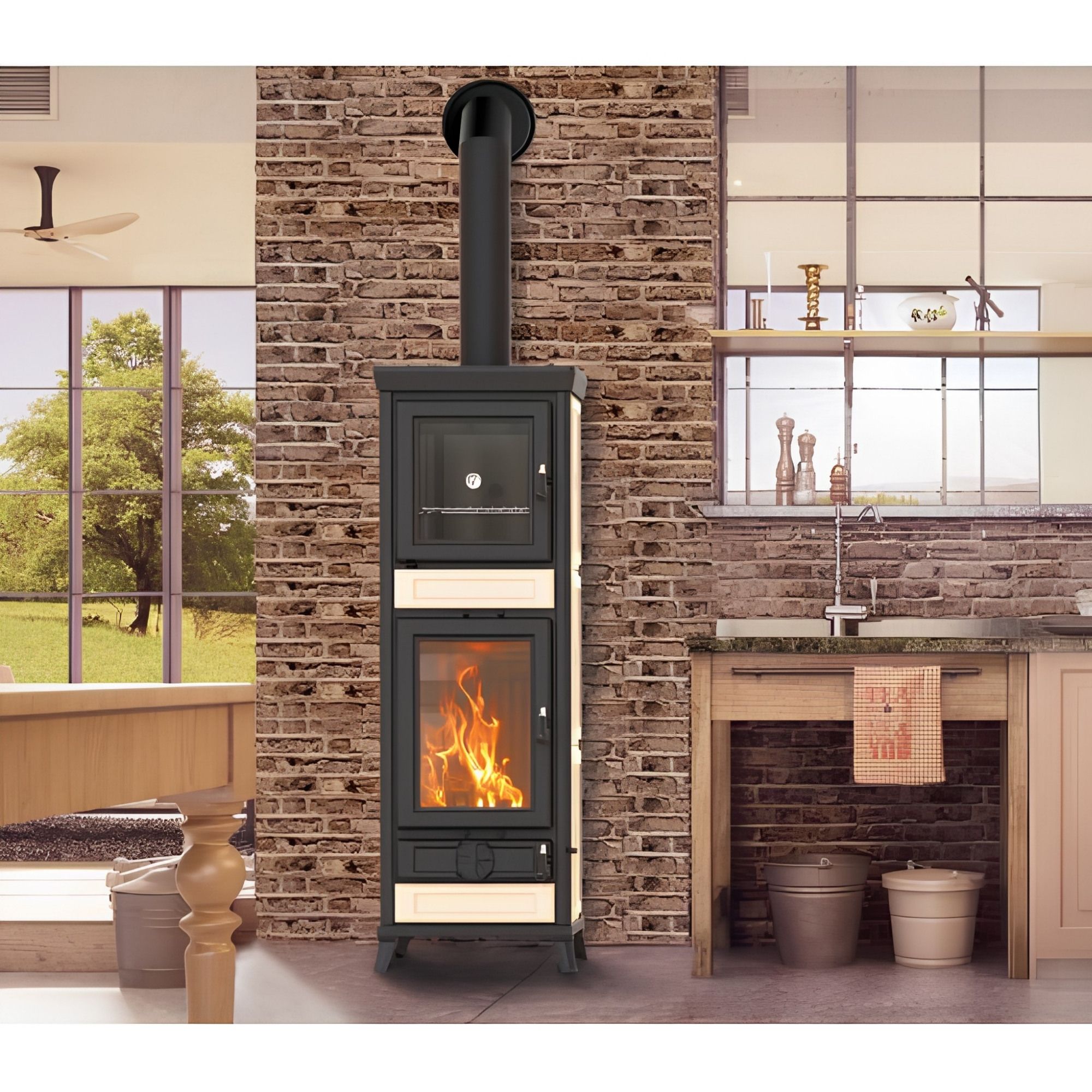 Stufa a legna avec four - THERMOROSSI Anna Evo5 Maiolica 12.5 kW