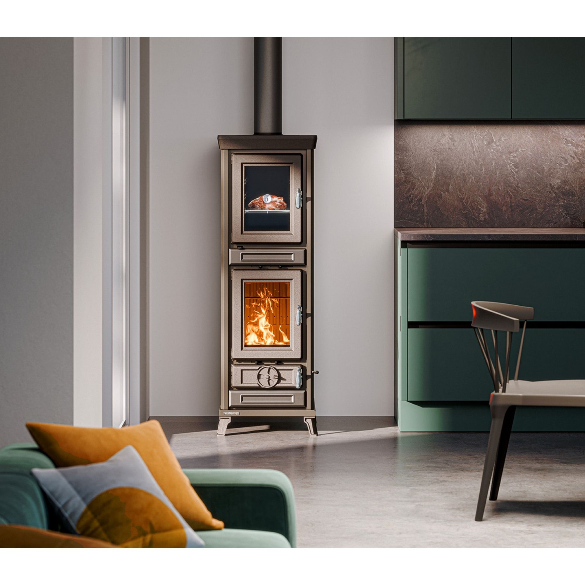 Stufa a legna avec four en fonte - THERMOROSSI Agnese Evo6 Easy 7.5 kW