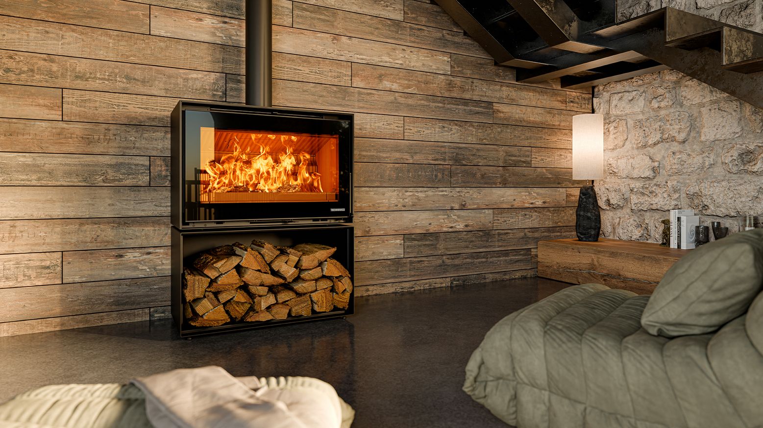 Stufa a legna raccordable - THERMOROSSI Fullmoon 10.6 kW