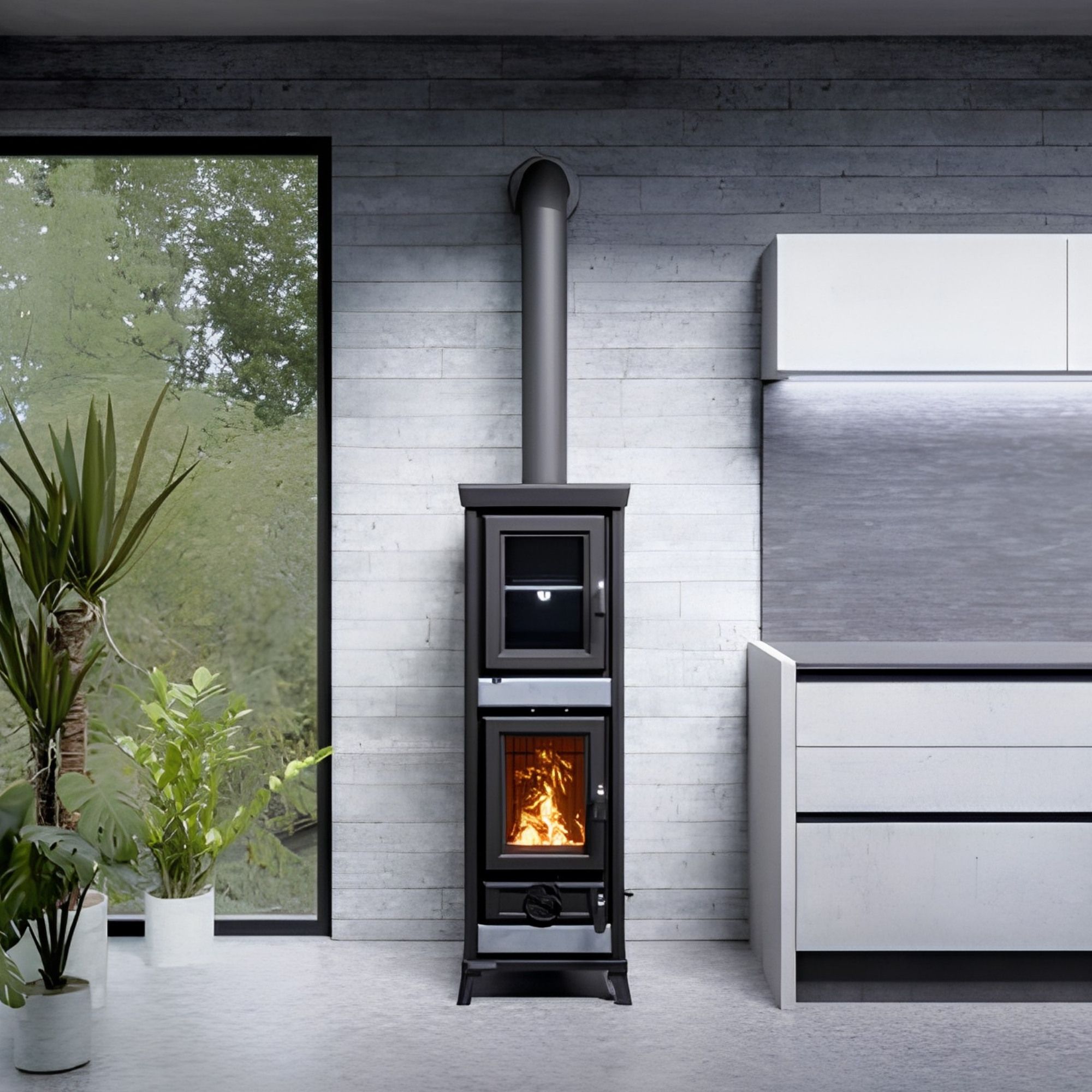 Stufa a legna avec four en pierre - THERMOROSSI Agnese Stone 7.5 kW