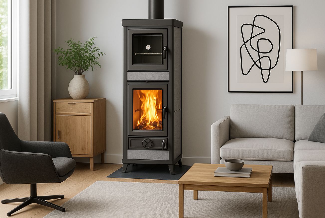 Stufa a legna avec four en pierre - THERMOROSSI Anna Evo5 Stone 12.5 kW